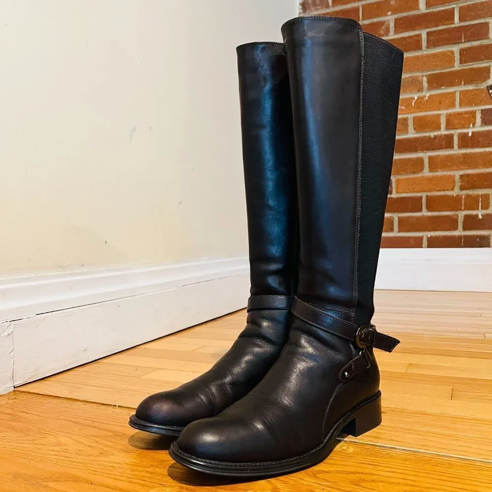 AQUATALIA Women's Brown Leather Knee High Boots 8.5